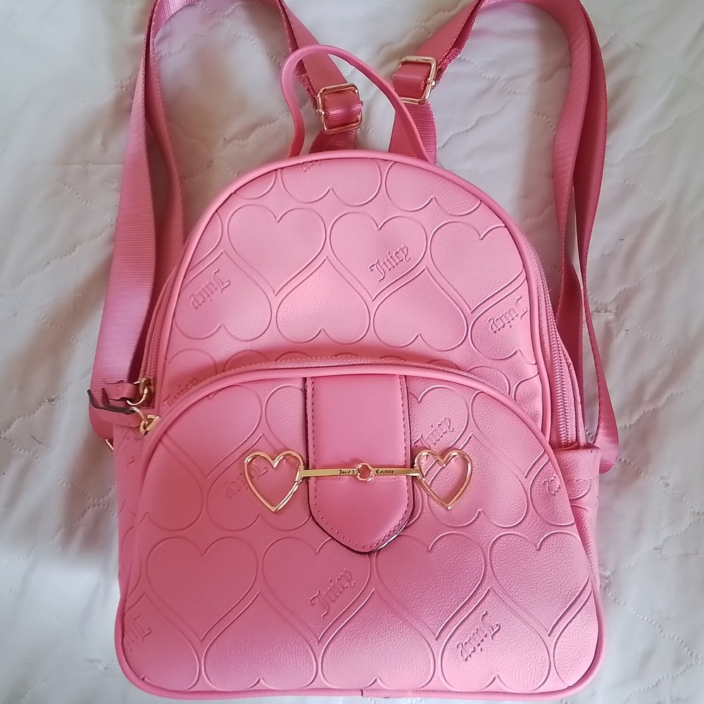 Pink Heart-Embossed Women's Backpack